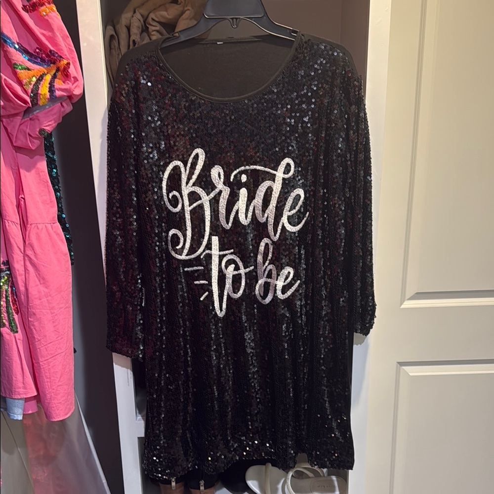 Elegant Black Sequin 'Bride to Be' Dress
